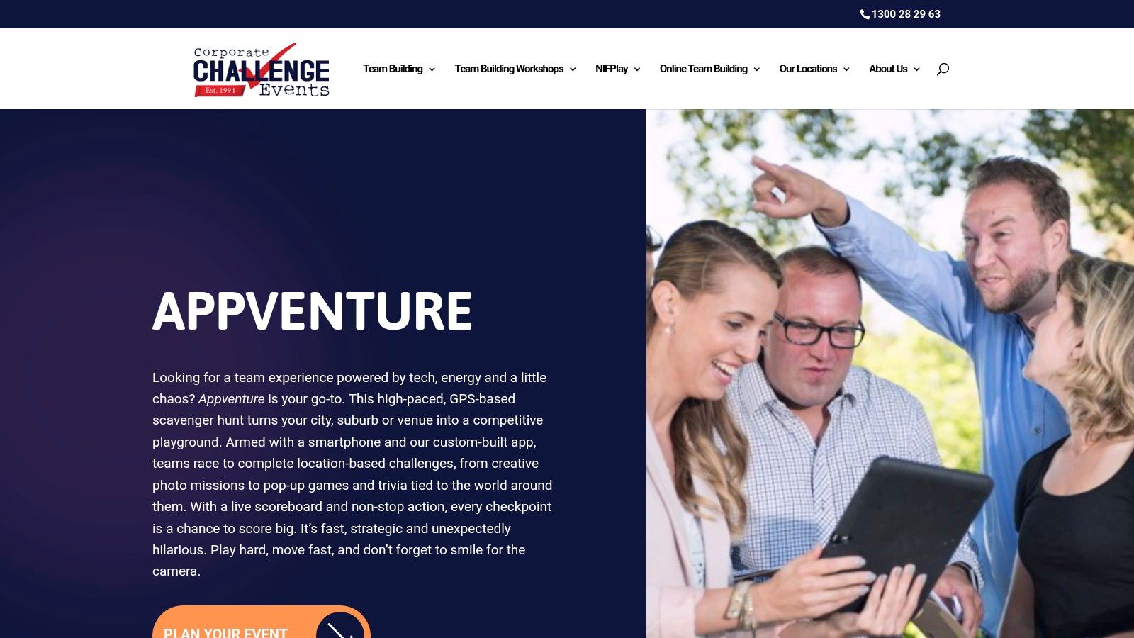 Screenshot from https://www.corporatechallenge.com.au/team-building/appventure/